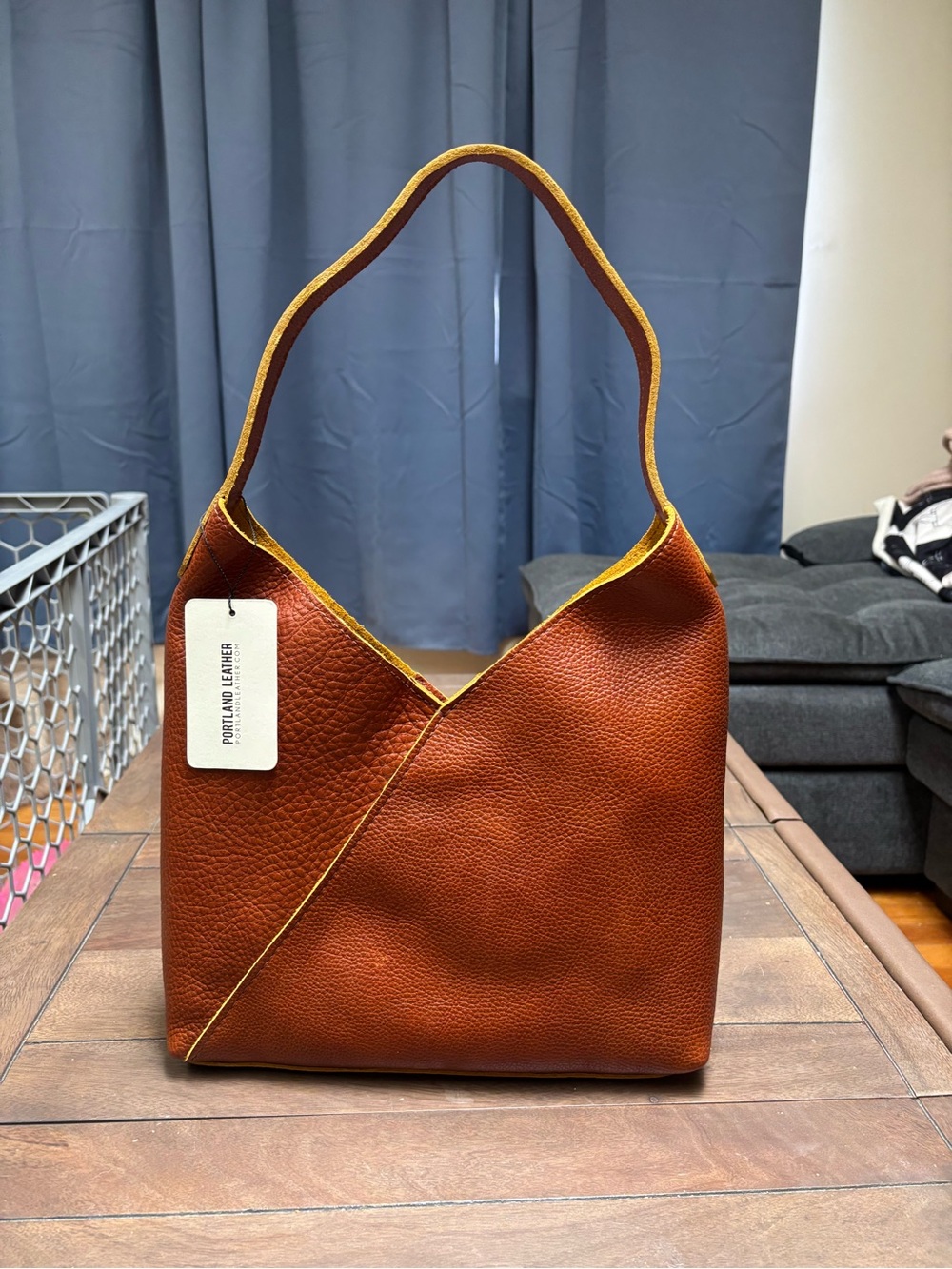 Portland Leather Large Naomi Shoulder Bag in Cognac Brown NWT! - Picture 3 of 5